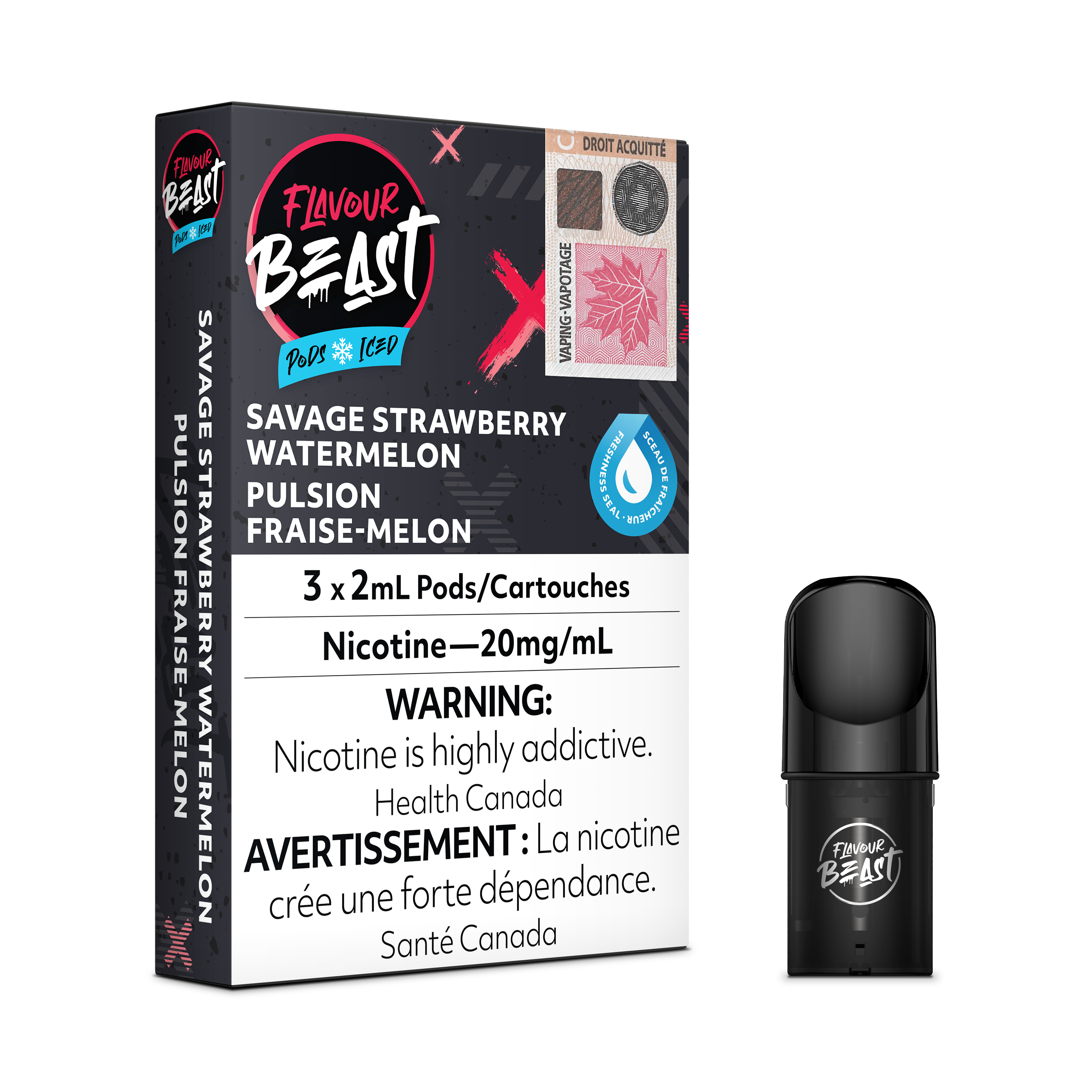 Flavour Beast Flow Pods - Savage Strawberry Watermelon Iced(Compatible With STLTH)