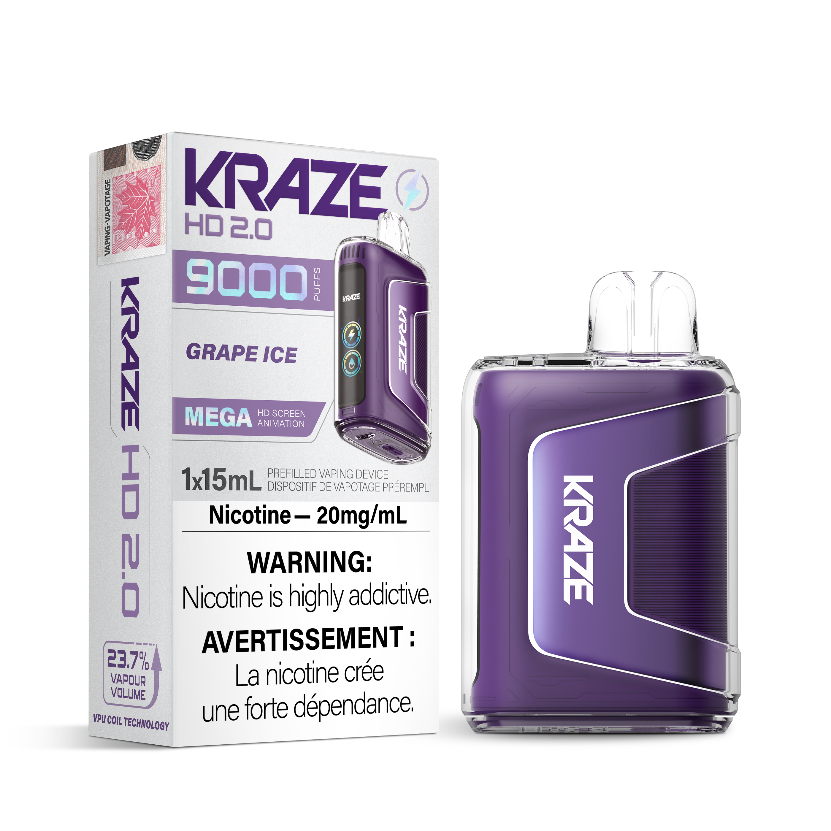 Kraze HD 2.0 - Disposable E-Cig (9000 Puffs)