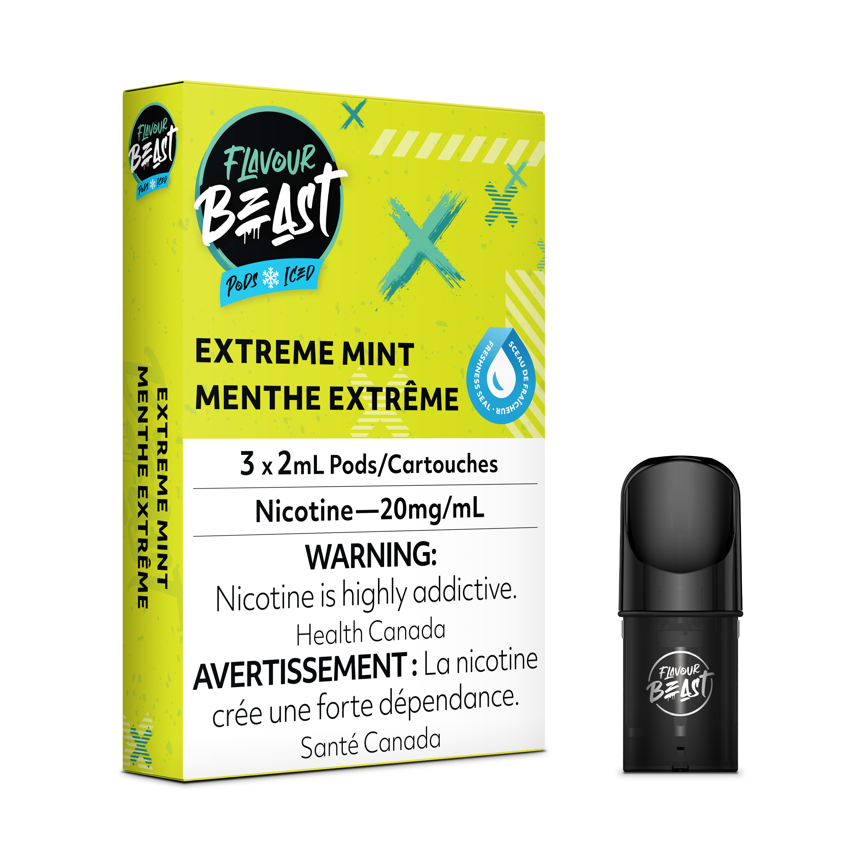 Flavor Beast Flow Pods - Extreme Mint Iced (Compatible avec STLTH)