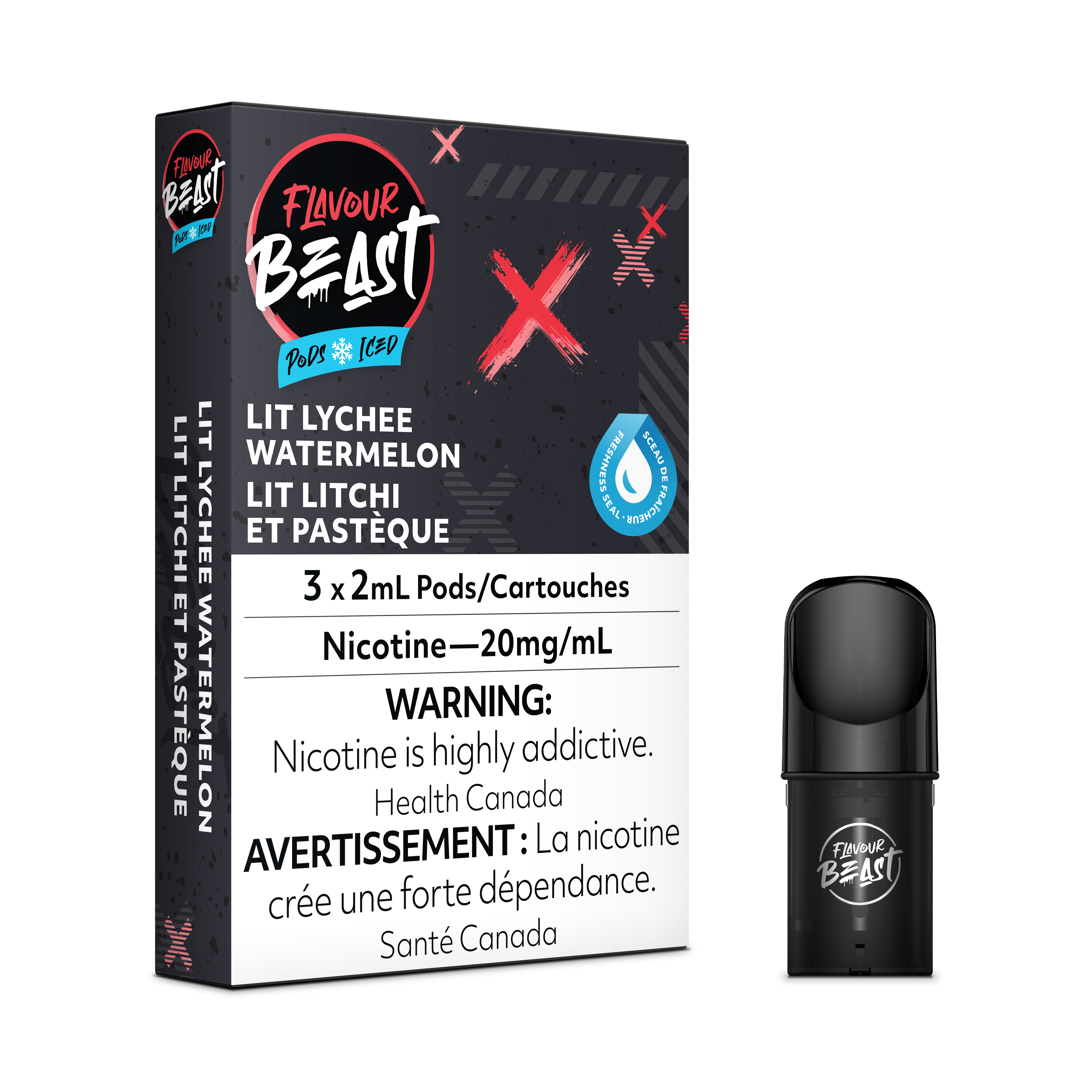 Flavour Beast Flow Pods - Lit Lychee Watermelon Iced (Compatible With STLTH)