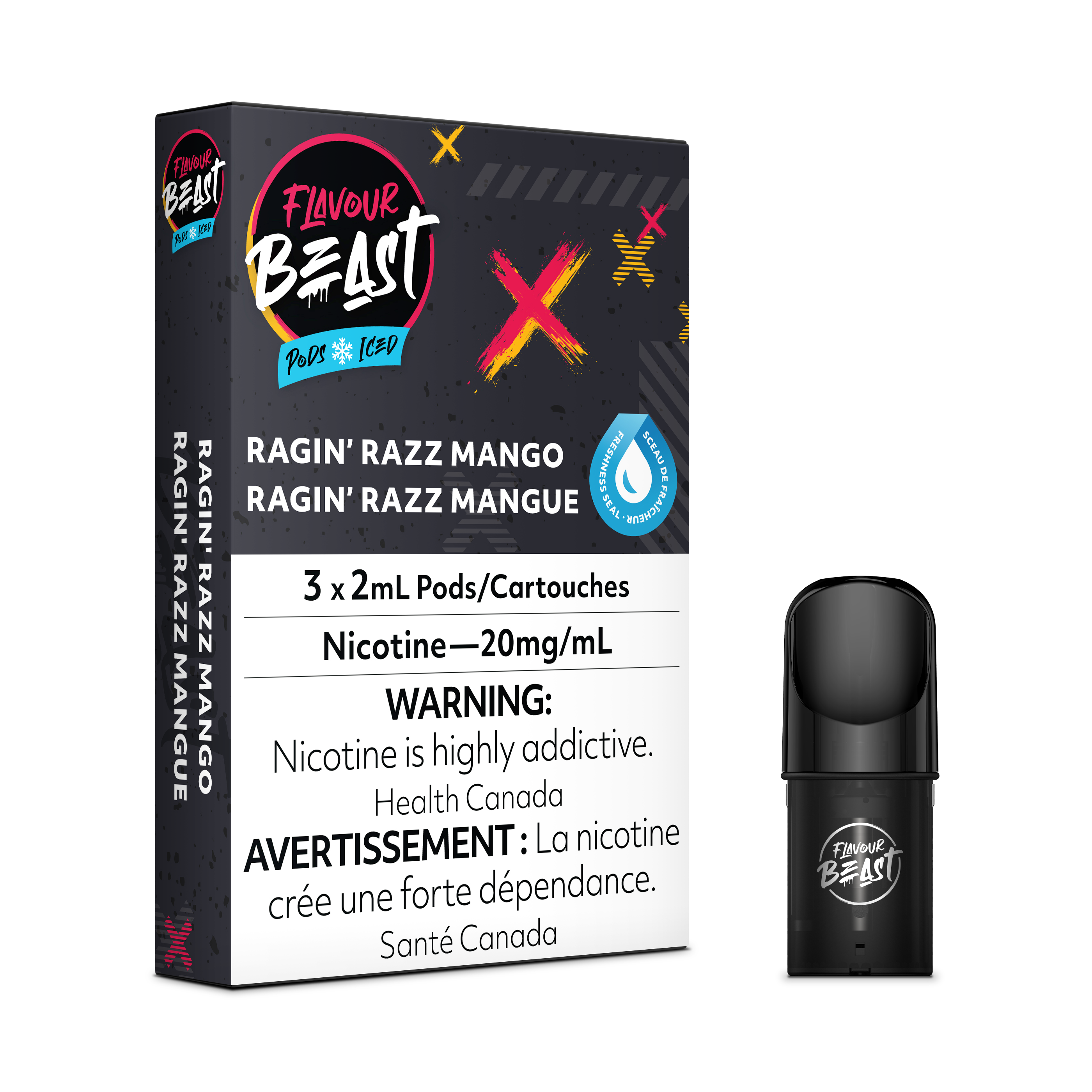 Flavour Beast Flow Pods - Ragin' Razz Mango Iced (Compatible With STLTH)