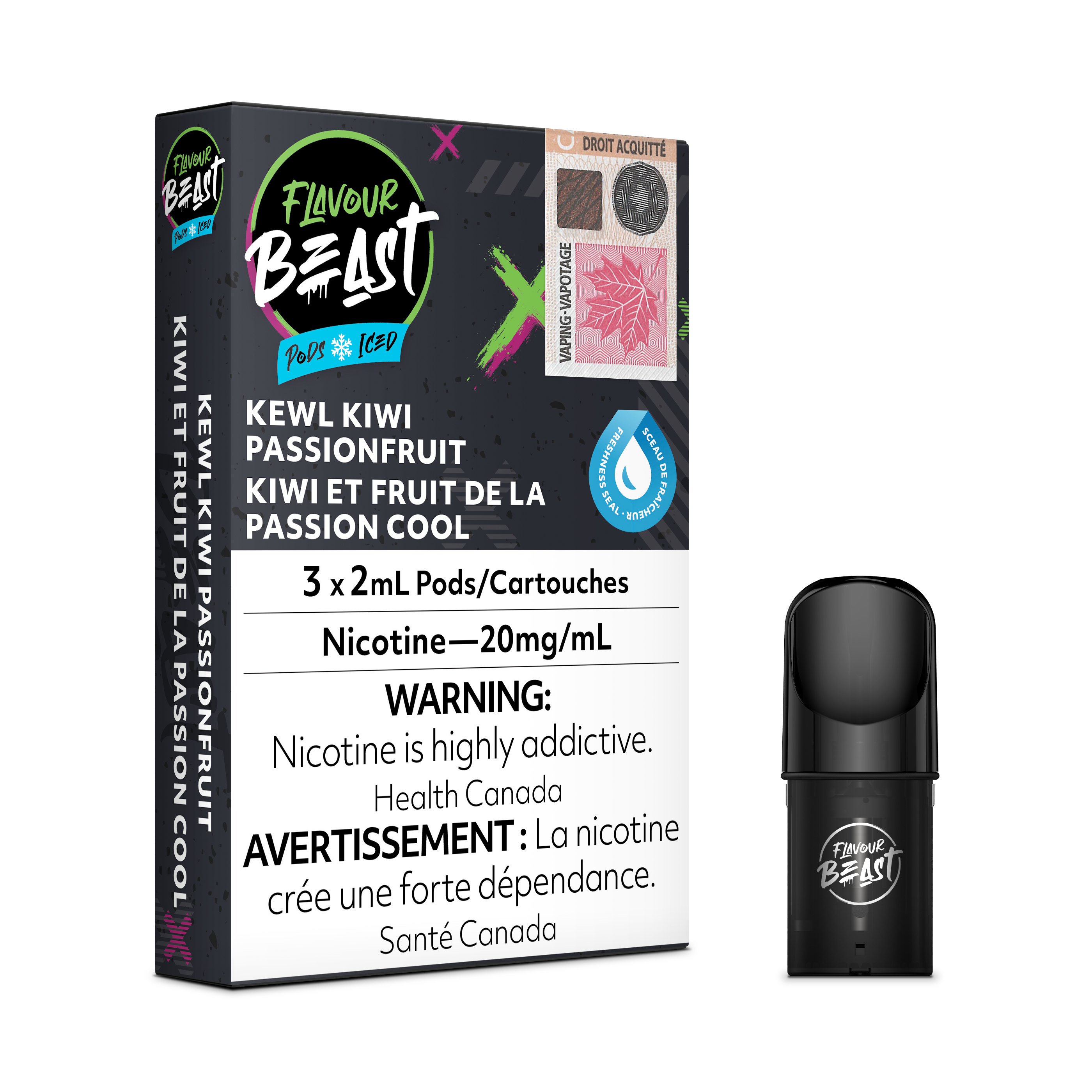 Flavour Beast Flow Pods - Kewl Kiwi Passionfruit Iced (Compatible With STLTH)