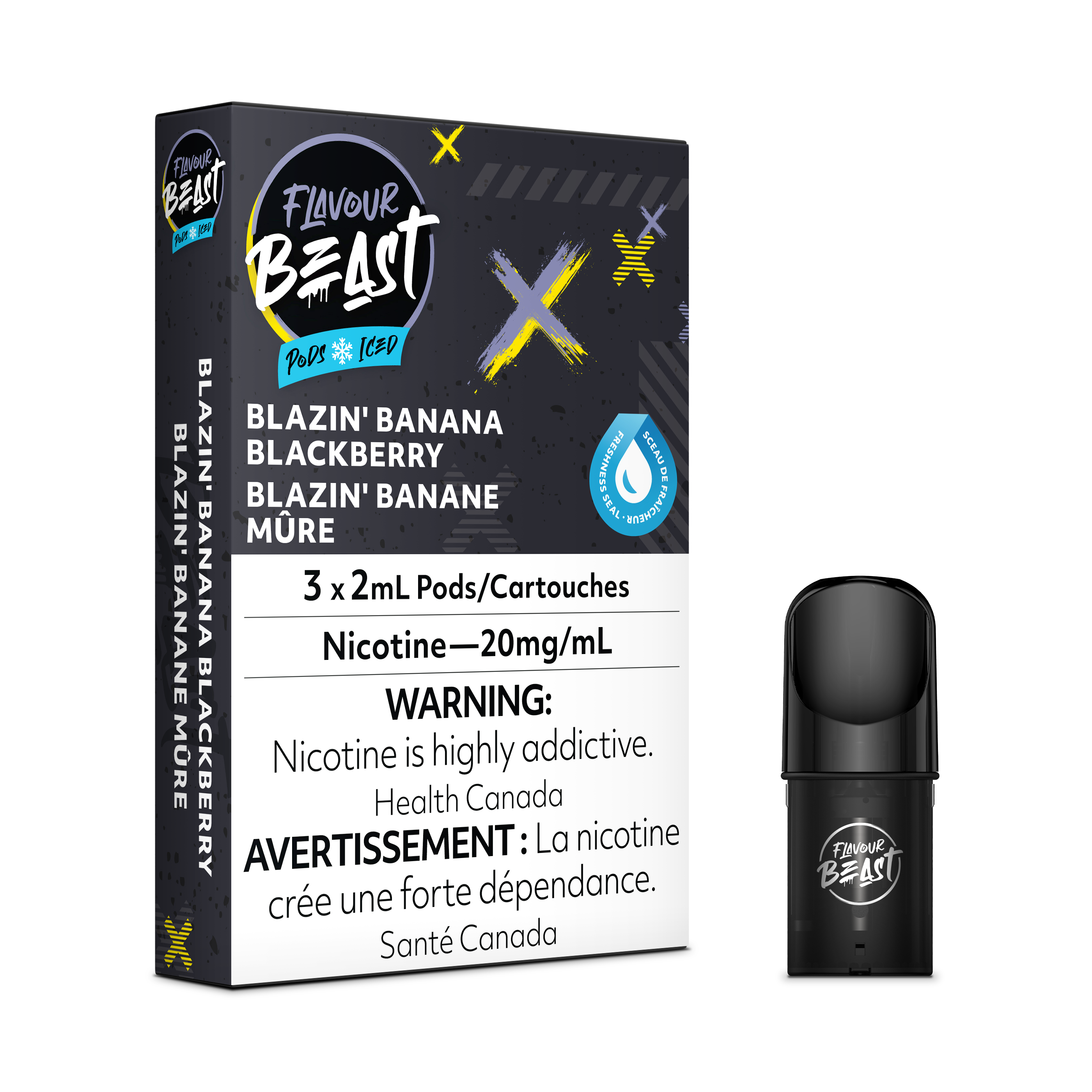 Flavour Beast Flow Pods - Blazin Banana Blackberry Iced (Compatible With STLTH)