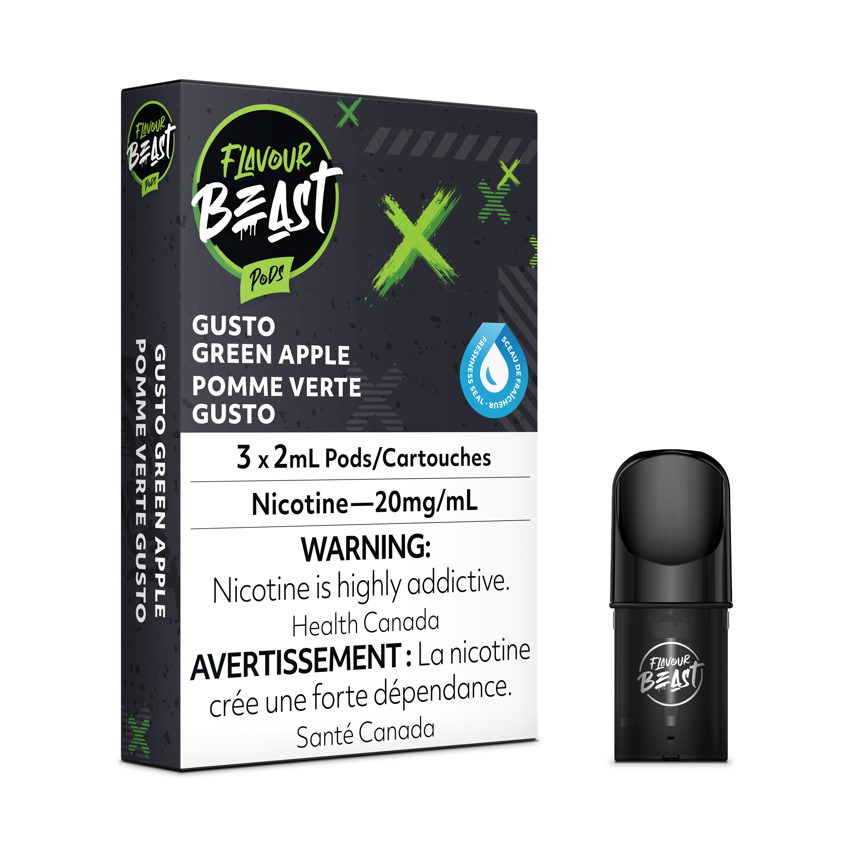 Flavour Beast Flow Pods - Gusto Green Apple (Compatible With STLTH)
